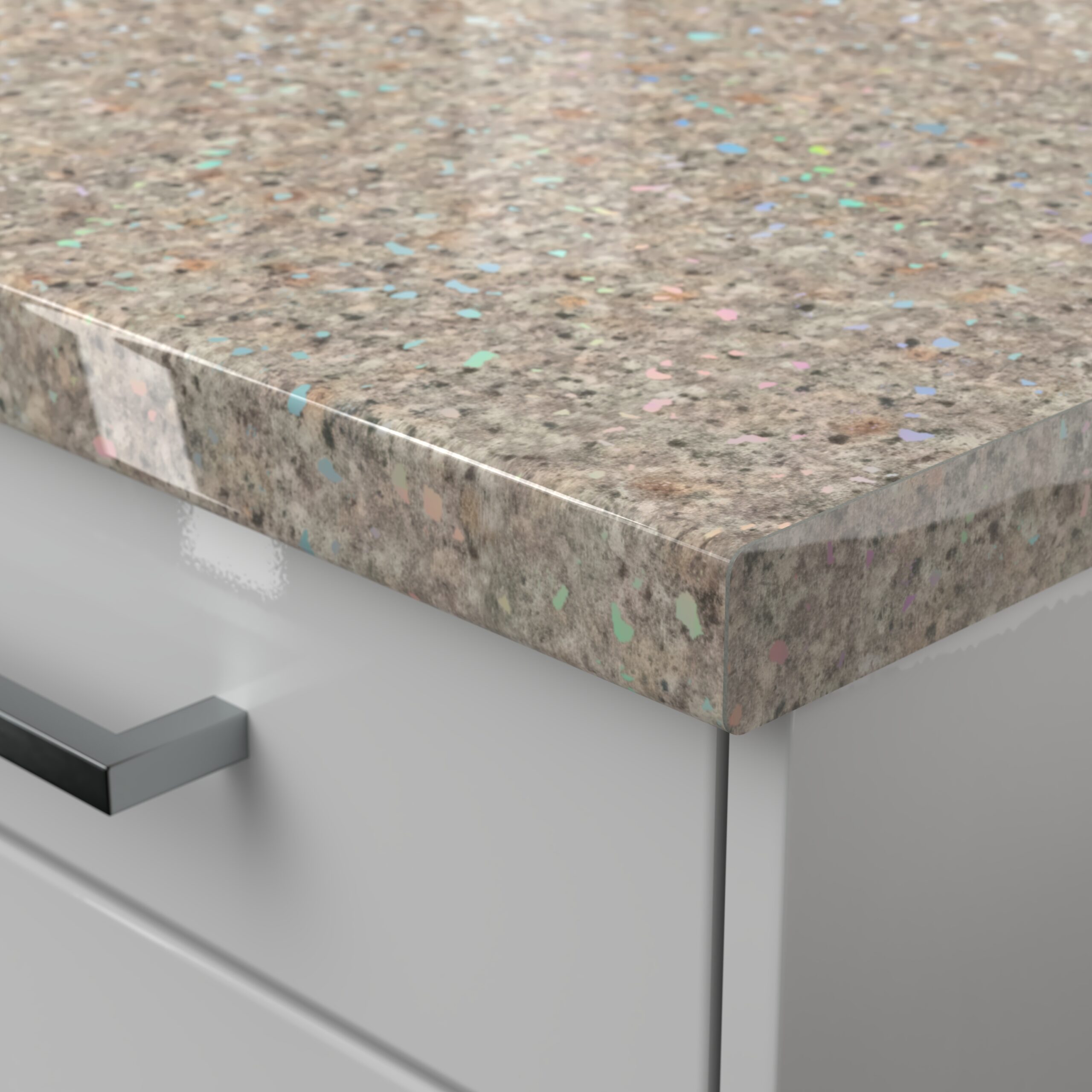 Senses Sand Pebble Sparkle Rounded Front Edge Worktop
