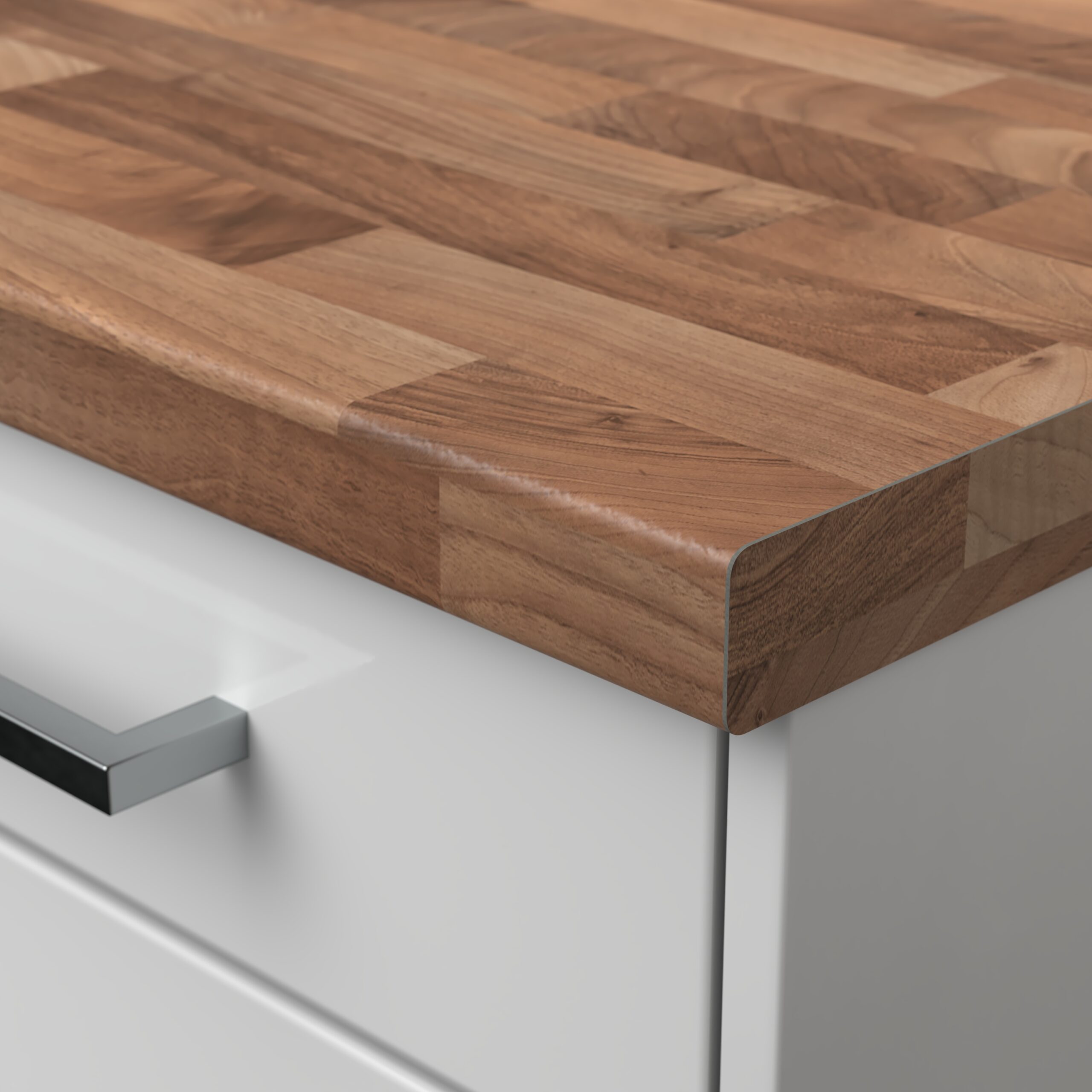 Senses Walnut Butcher Block Rounded Front Edge Worktop
