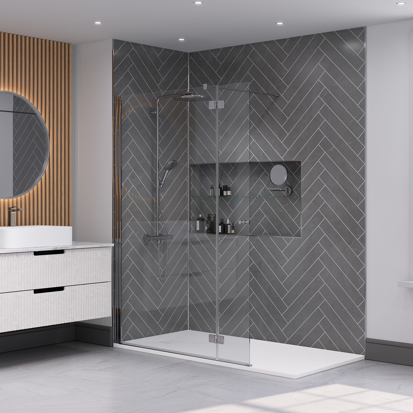 Rearo_Natural_Grey_Herringbone_Satin_finish_bath_wall_panel_2400x600_62002677_Lifestyle
