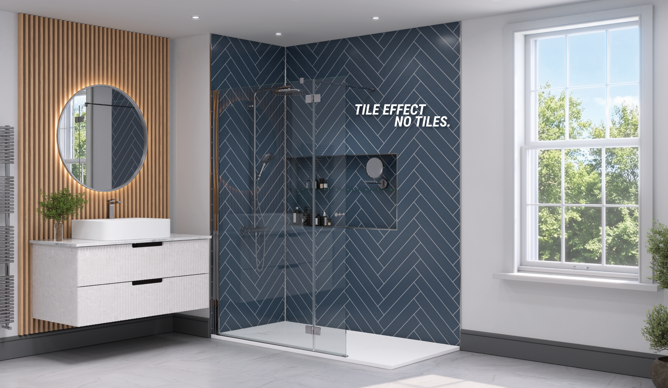 Wall&Water Hero Image Website- Bathroom Wall Panels with Tile Effect