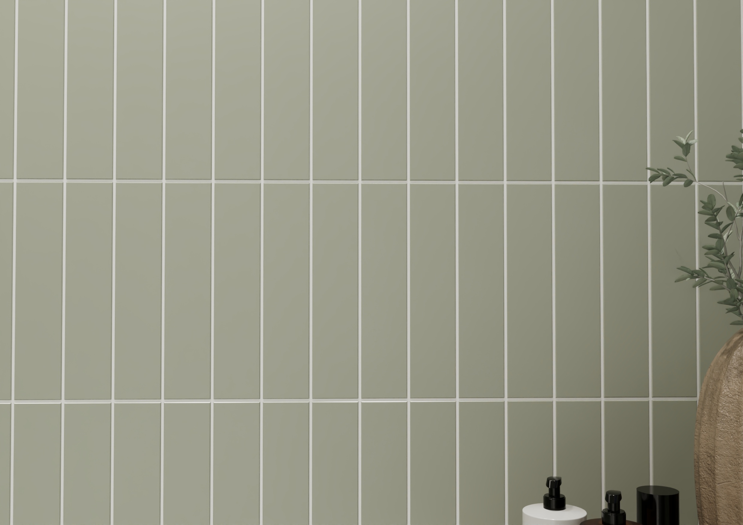 Lyngdal moss green moroccan tile effect bathroom wall panel close up